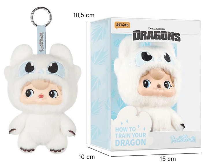 (Mis 1) POUKAPOUKA x How to Train Your Dragon Peluche Portachiavi 16cm c/Bagclip – In window box (xcm)…x30